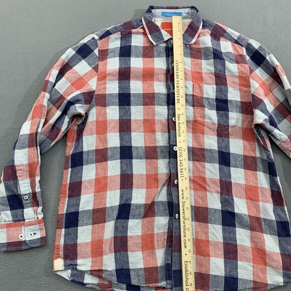 Tommy Bahama Shirt Mens Large Red Blue White Plaid Linen Button Up Casual - Picture 4 of 12